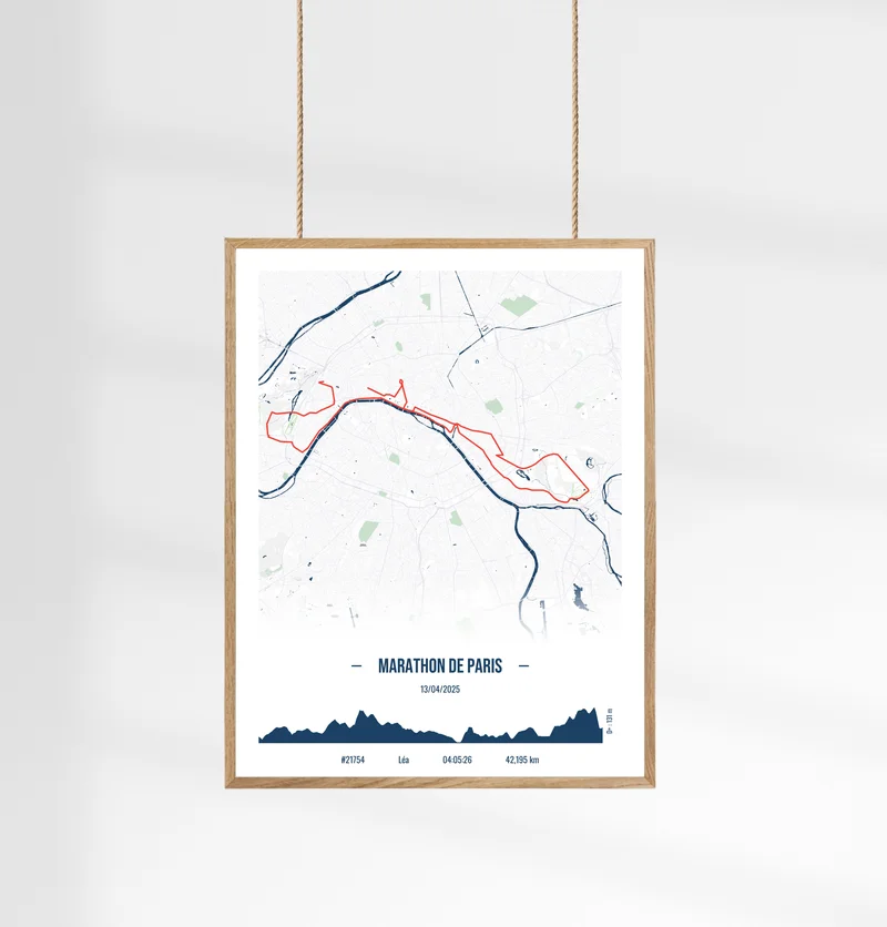 Exemple d'affiche de course personnalisée — Marathon de Paris encadrée